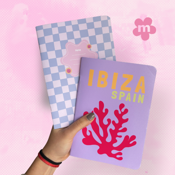 Combo IBIZA | 2 cuadernos A5 tapa flex | 1 liso + 1 rayado