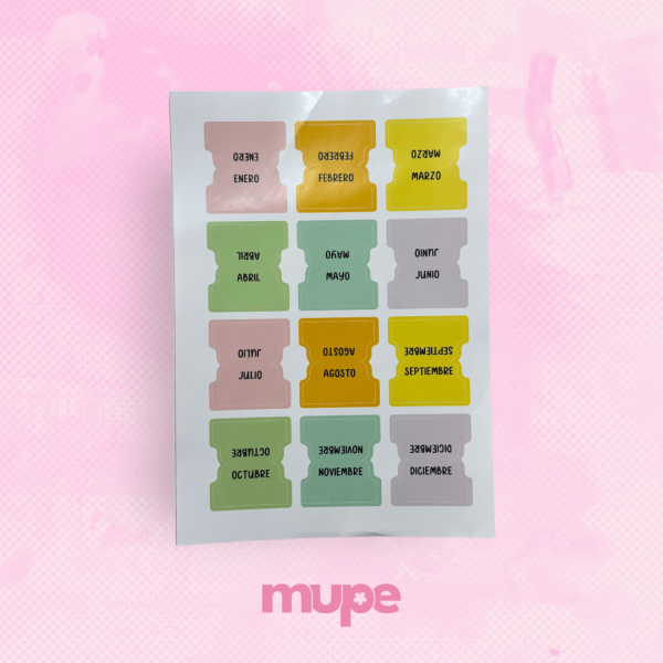 Stickers - Solapas Meses de Colores Pastel