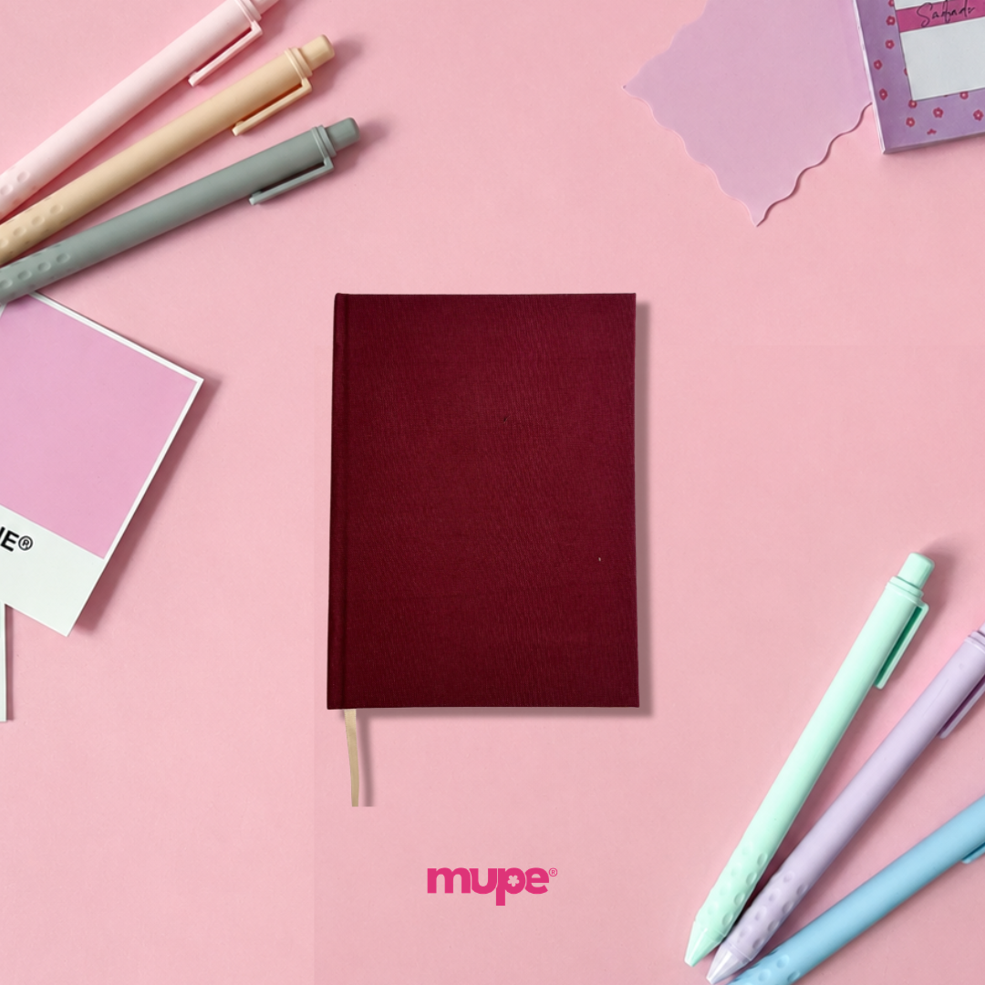 Cuaderno Cosido A6 (Tela) - Bordó