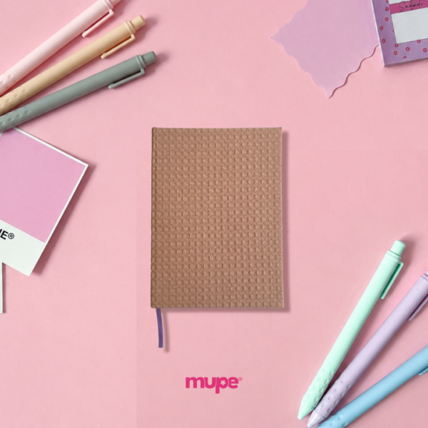 Cuaderno Cosido A6 (Tela) - Waffle Rosa