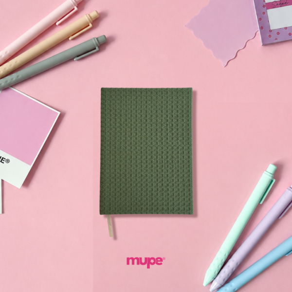 Cuaderno Cosido A6 (Tela) - Waffle Verde