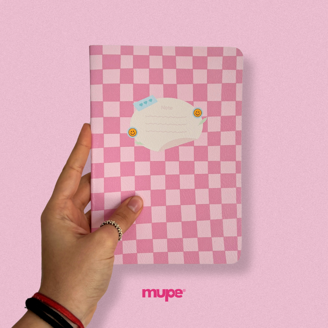 Cuaderno flex A5 - Cuadritos rosas