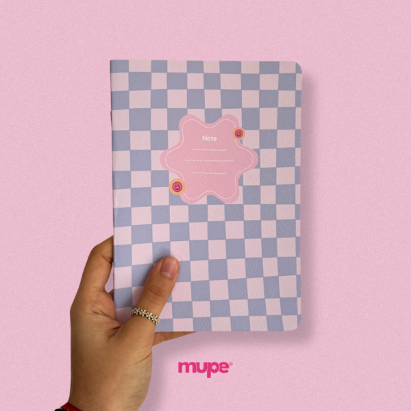 Cuaderno flex A5 - Cuadritos lilas y rosas