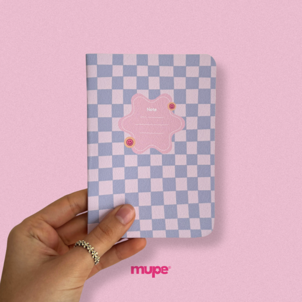 Cuaderno flex A6 - Cuadritos lilas y rosas
