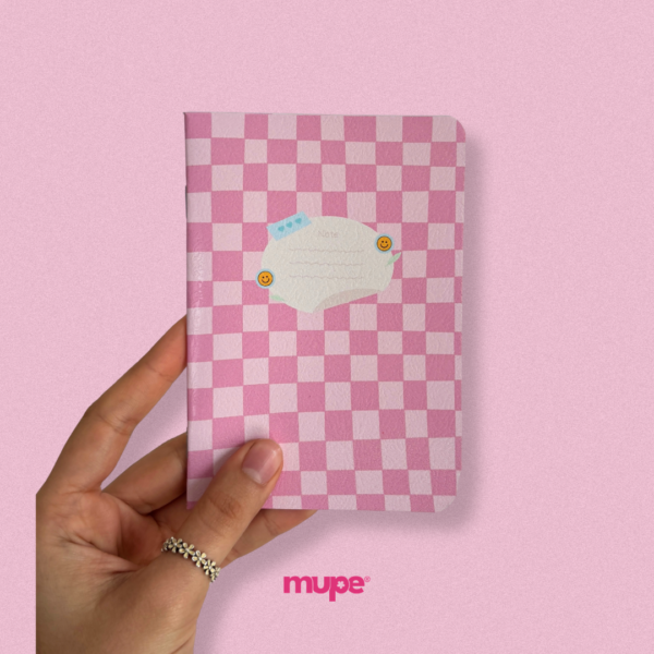 Cuaderno flex A6 - Cuadritos rosas